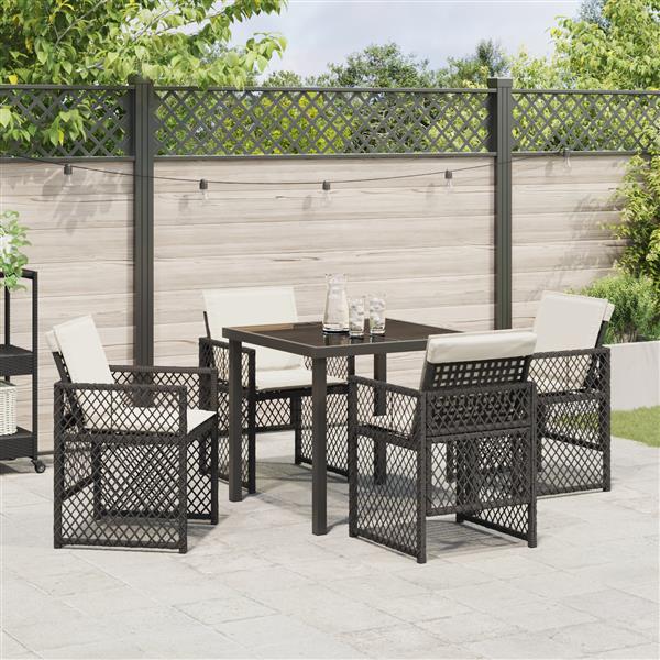Grote foto vidaxl tuin eetset 5 pcs zwart poly rattan tuin en terras tuinmeubelen