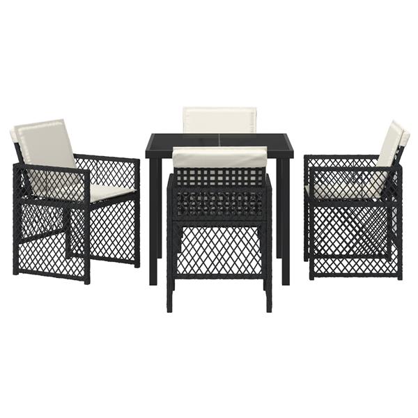 Grote foto vidaxl tuin eetset 5 pcs zwart poly rattan tuin en terras tuinmeubelen