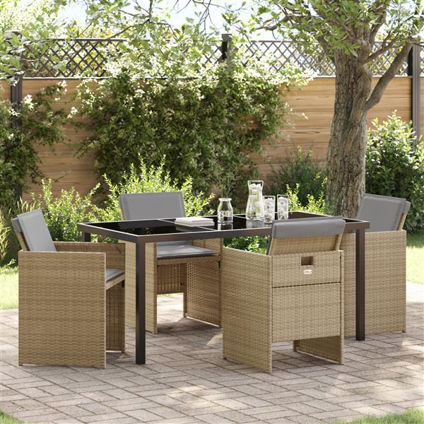Grote foto vidaxl tuin eetset 5 pcs beige poly rattan tuin en terras tuinmeubelen
