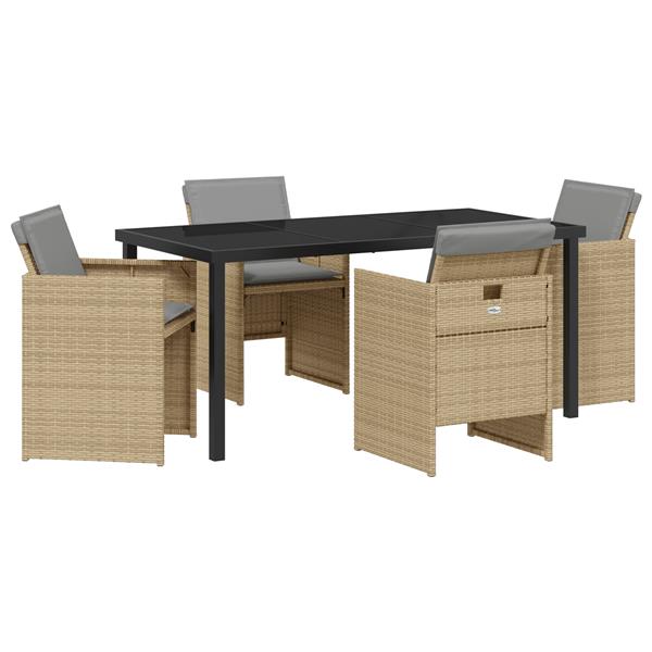 Grote foto vidaxl tuin eetset 5 pcs beige poly rattan tuin en terras tuinmeubelen