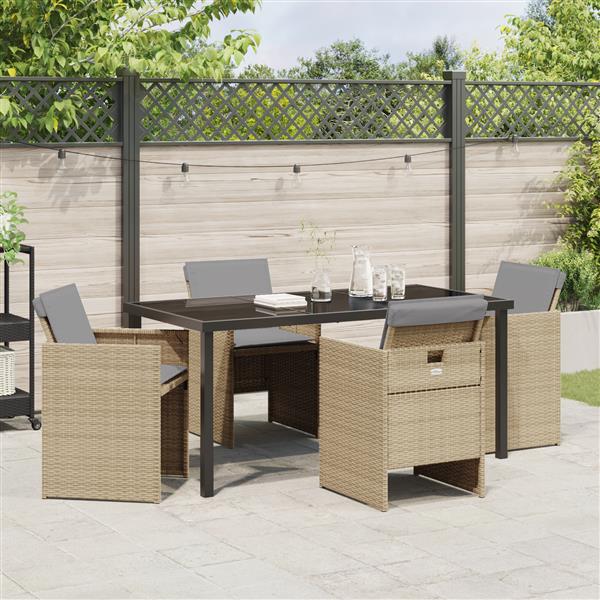 Grote foto vidaxl tuin eetset 5 pcs beige poly rattan tuin en terras tuinmeubelen
