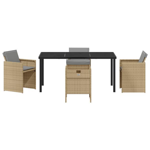 Grote foto vidaxl tuin eetset 5 pcs beige poly rattan tuin en terras tuinmeubelen