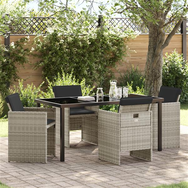 Grote foto vidaxl tuin eetset 5 pcs lichtgrijs poly rattan tuin en terras tuinmeubelen