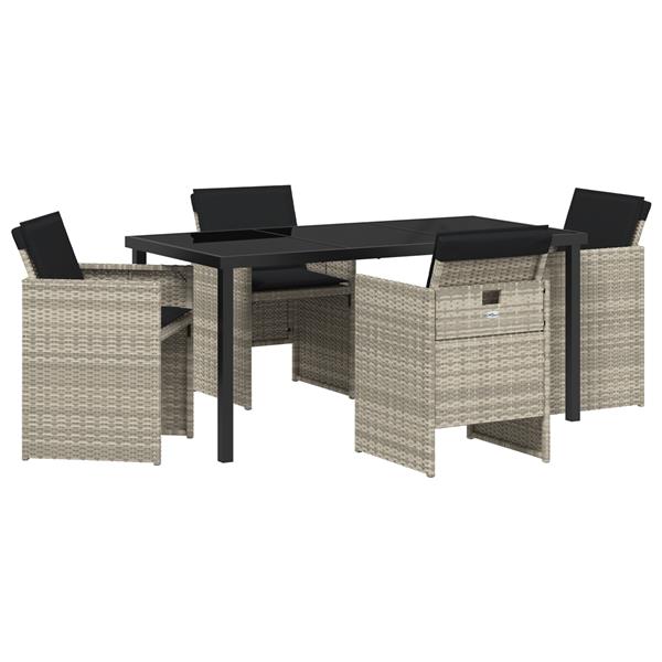 Grote foto vidaxl tuin eetset 5 pcs lichtgrijs poly rattan tuin en terras tuinmeubelen