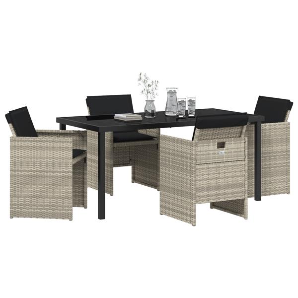 Grote foto vidaxl tuin eetset 5 pcs lichtgrijs poly rattan tuin en terras tuinmeubelen