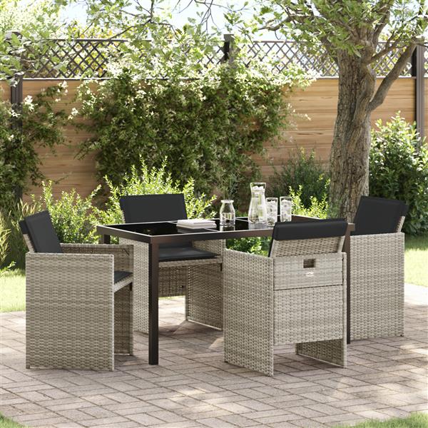 Grote foto vidaxl tuin eetset 5 pcs lichtgrijs poly rattan tuin en terras tuinmeubelen