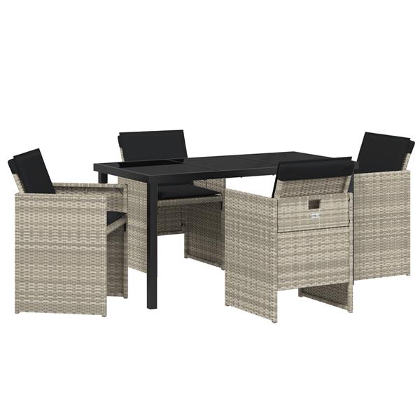 Grote foto vidaxl tuin eetset 5 pcs lichtgrijs poly rattan tuin en terras tuinmeubelen