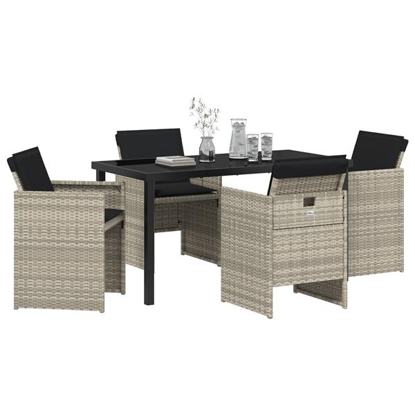 Grote foto vidaxl tuin eetset 5 pcs lichtgrijs poly rattan tuin en terras tuinmeubelen