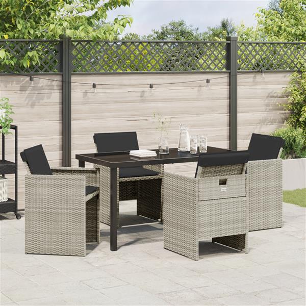 Grote foto vidaxl tuin eetset 5 pcs lichtgrijs poly rattan tuin en terras tuinmeubelen