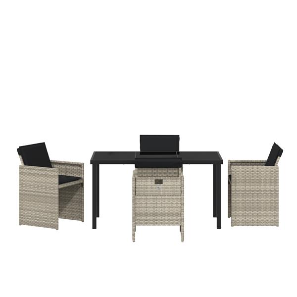 Grote foto vidaxl tuin eetset 5 pcs lichtgrijs poly rattan tuin en terras tuinmeubelen