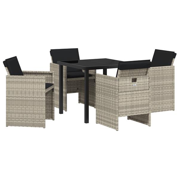 Grote foto vidaxl tuin eetset 5 pcs lichtgrijs poly rattan tuin en terras tuinmeubelen