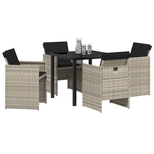Grote foto vidaxl tuin eetset 5 pcs lichtgrijs poly rattan tuin en terras tuinmeubelen