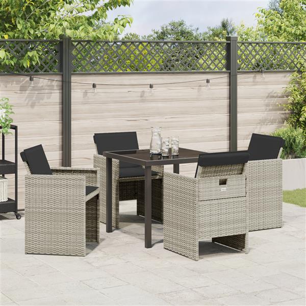 Grote foto vidaxl tuin eetset 5 pcs lichtgrijs poly rattan tuin en terras tuinmeubelen