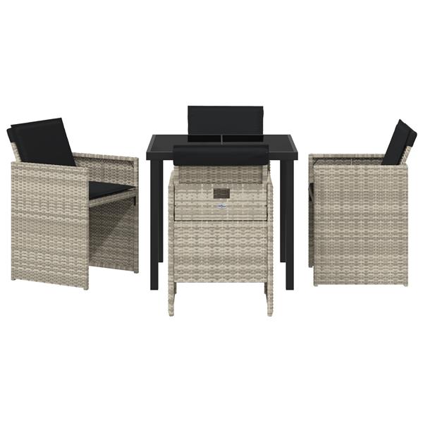 Grote foto vidaxl tuin eetset 5 pcs lichtgrijs poly rattan tuin en terras tuinmeubelen