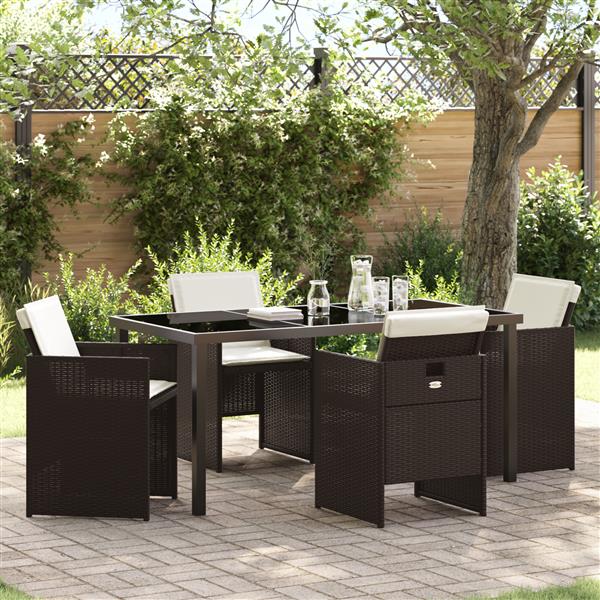 Grote foto vidaxl tuin eetset 5 pcs bruin poly rattan tuin en terras tuinmeubelen