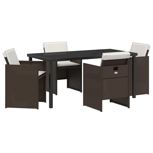 Grote foto vidaxl tuin eetset 5 pcs bruin poly rattan tuin en terras tuinmeubelen