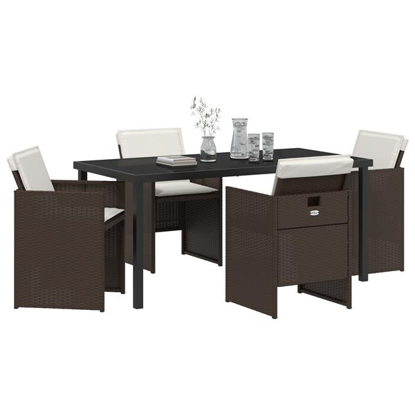 Grote foto vidaxl tuin eetset 5 pcs bruin poly rattan tuin en terras tuinmeubelen