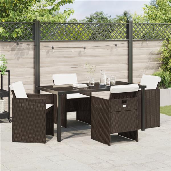 Grote foto vidaxl tuin eetset 5 pcs bruin poly rattan tuin en terras tuinmeubelen