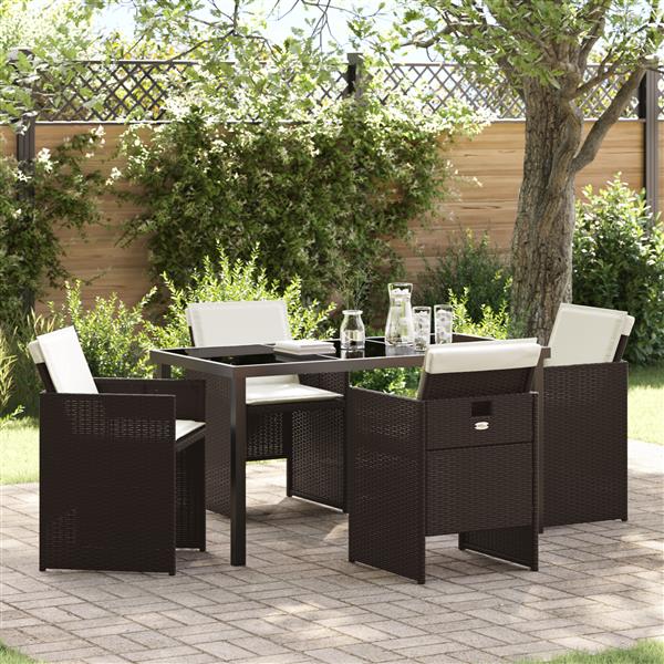 Grote foto vidaxl tuin eetset 5 pcs bruin poly rattan tuin en terras tuinmeubelen