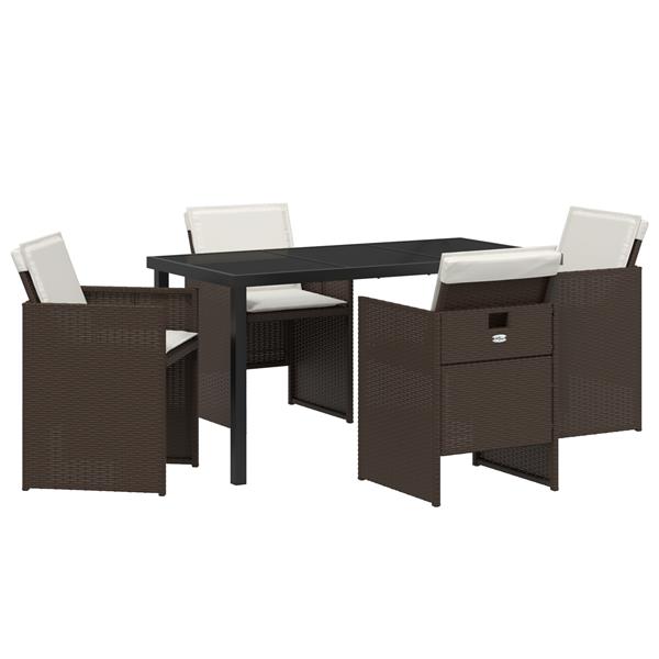 Grote foto vidaxl tuin eetset 5 pcs bruin poly rattan tuin en terras tuinmeubelen