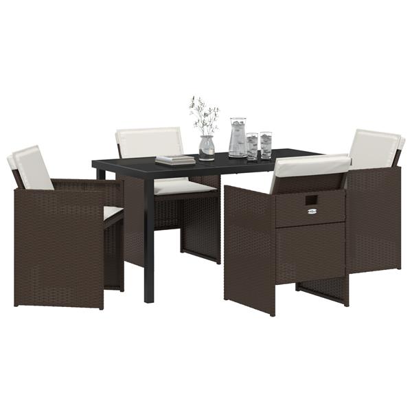 Grote foto vidaxl tuin eetset 5 pcs bruin poly rattan tuin en terras tuinmeubelen