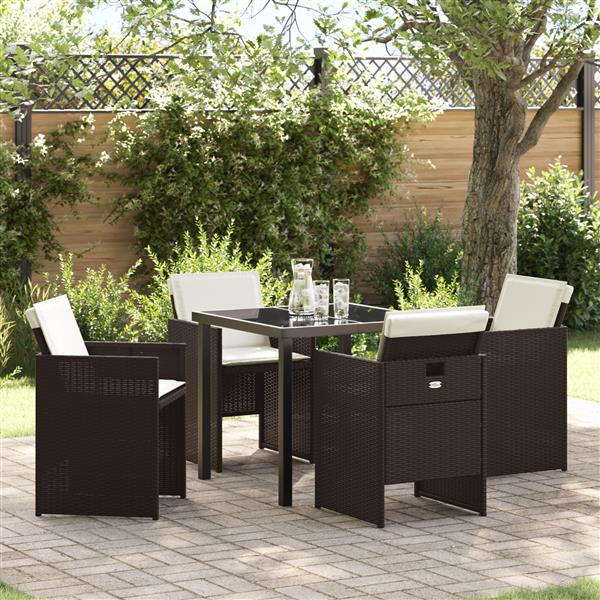 Grote foto vidaxl tuin eetset 5 pcs bruin poly rattan tuin en terras tuinmeubelen