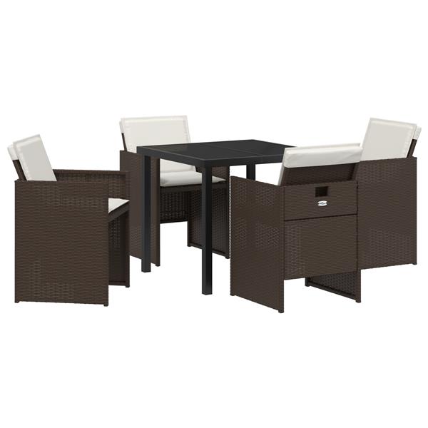 Grote foto vidaxl tuin eetset 5 pcs bruin poly rattan tuin en terras tuinmeubelen