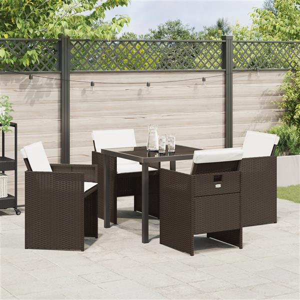 Grote foto vidaxl tuin eetset 5 pcs bruin poly rattan tuin en terras tuinmeubelen