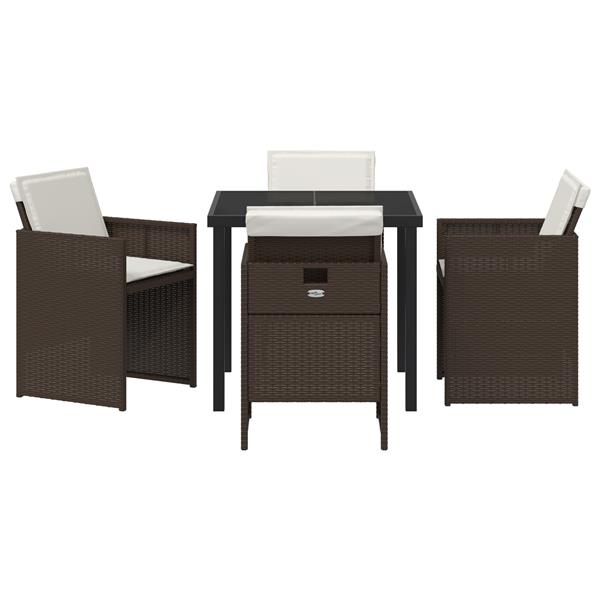 Grote foto vidaxl tuin eetset 5 pcs bruin poly rattan tuin en terras tuinmeubelen