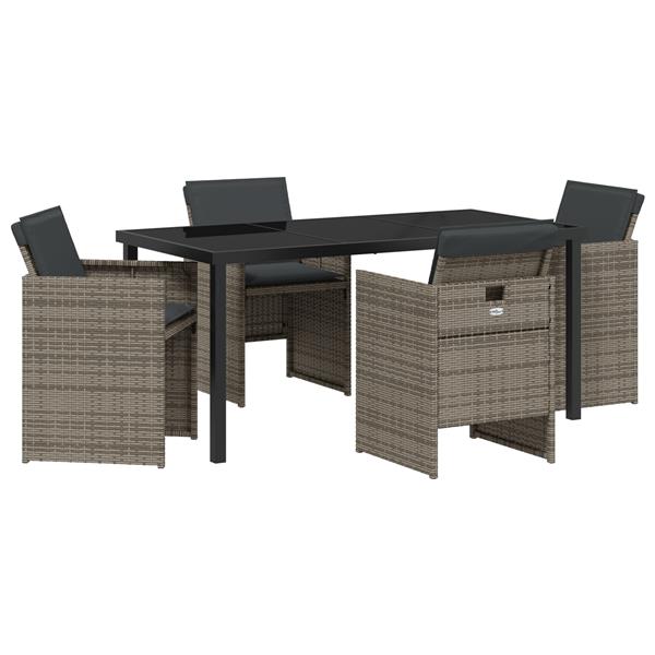Grote foto vidaxl tuin eetset 5 pcs grijs poly rattan tuin en terras tuinmeubelen