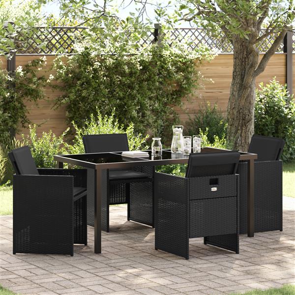 Grote foto vidaxl tuin eetset 5 pcs zwart poly rattan tuin en terras tuinmeubelen