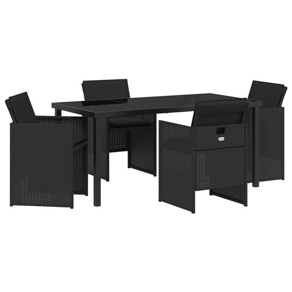 Grote foto vidaxl tuin eetset 5 pcs zwart poly rattan tuin en terras tuinmeubelen