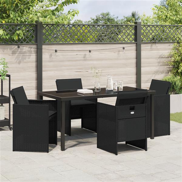 Grote foto vidaxl tuin eetset 5 pcs zwart poly rattan tuin en terras tuinmeubelen
