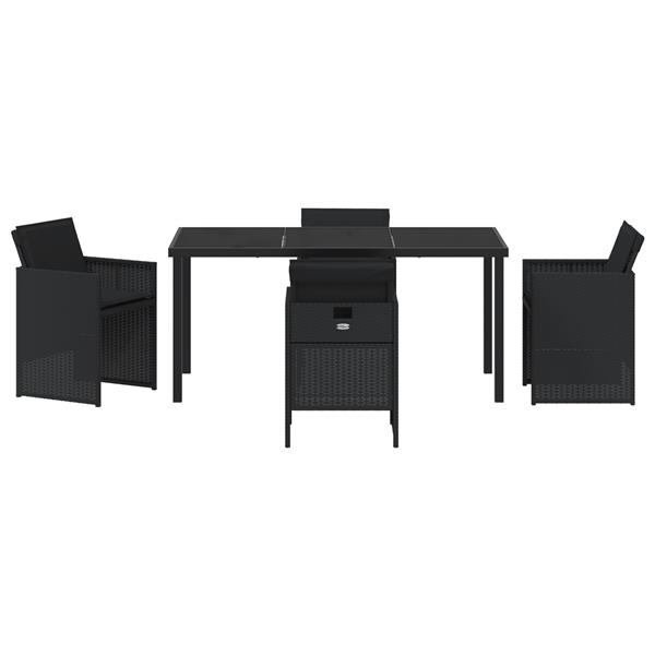 Grote foto vidaxl tuin eetset 5 pcs zwart poly rattan tuin en terras tuinmeubelen