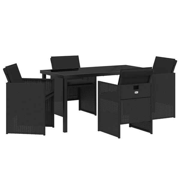 Grote foto vidaxl tuin eetset 5 pcs zwart poly rattan tuin en terras tuinmeubelen