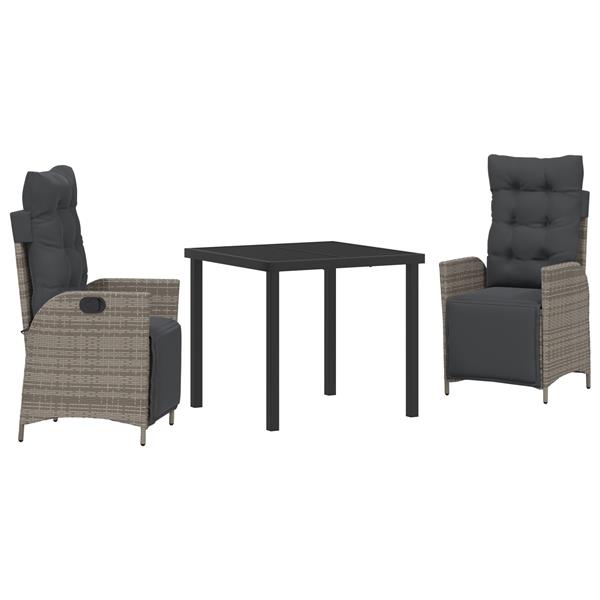 Grote foto vidaxl tuin eetset 3 pcs grijs poly riet tuin en terras tuinmeubelen