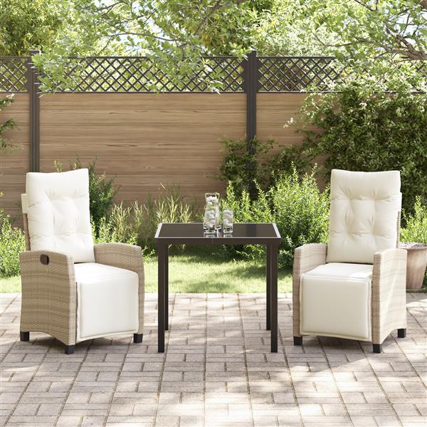 Grote foto vidaxl tuin eetset 3 pcs beige poly rattan tuin en terras tuinmeubelen