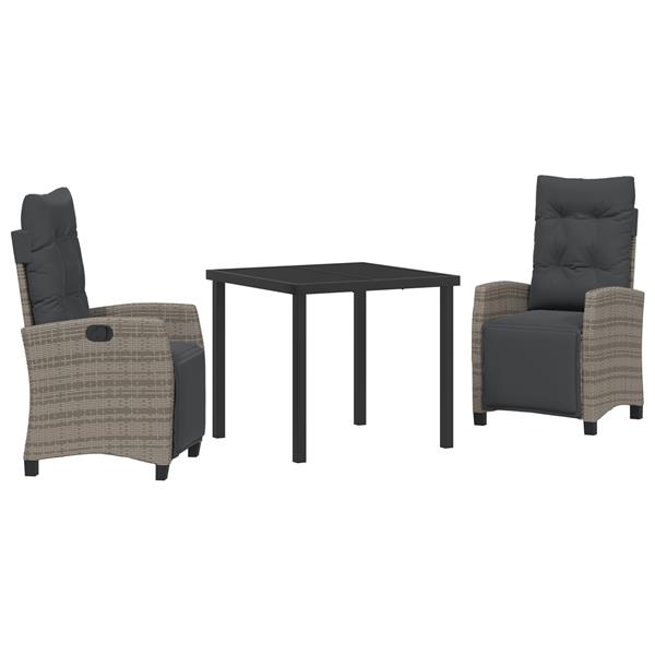 Grote foto vidaxl tuin eetset 3 pcs grijs poly rattan tuin en terras tuinmeubelen