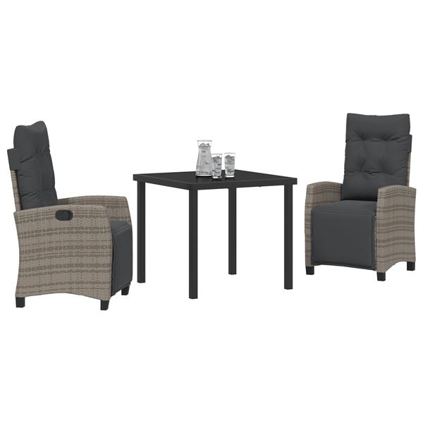 Grote foto vidaxl tuin eetset 3 pcs grijs poly rattan tuin en terras tuinmeubelen