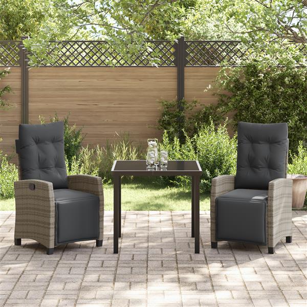 Grote foto vidaxl tuin eetset 3 pcs grijs poly rattan tuin en terras tuinmeubelen
