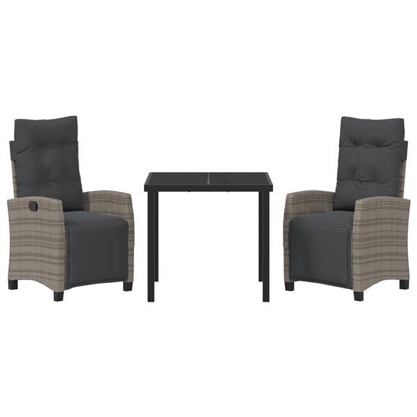 Grote foto vidaxl tuin eetset 3 pcs grijs poly rattan tuin en terras tuinmeubelen