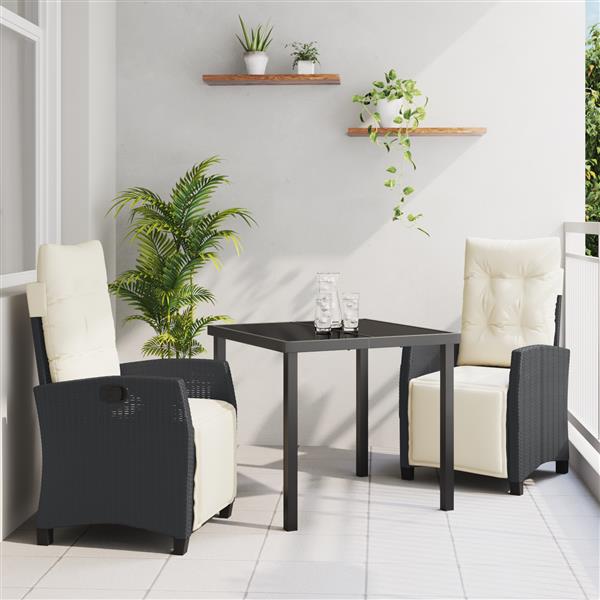 Grote foto vidaxl tuin eetset 3 pcs zwart poly rattan tuin en terras tuinmeubelen