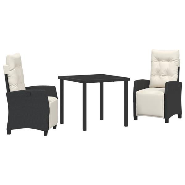 Grote foto vidaxl tuin eetset 3 pcs zwart poly rattan tuin en terras tuinmeubelen