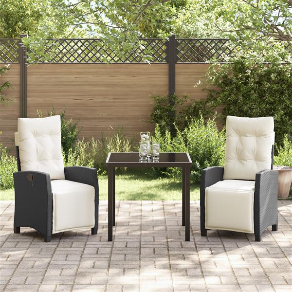 Grote foto vidaxl tuin eetset 3 pcs zwart poly rattan tuin en terras tuinmeubelen
