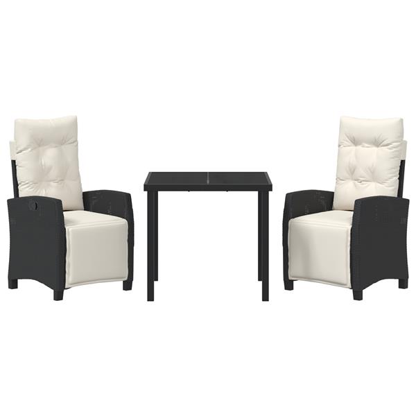 Grote foto vidaxl tuin eetset 3 pcs zwart poly rattan tuin en terras tuinmeubelen