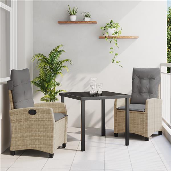 Grote foto vidaxl tuin eetset 3 pcs beige poly rattan tuin en terras tuinmeubelen