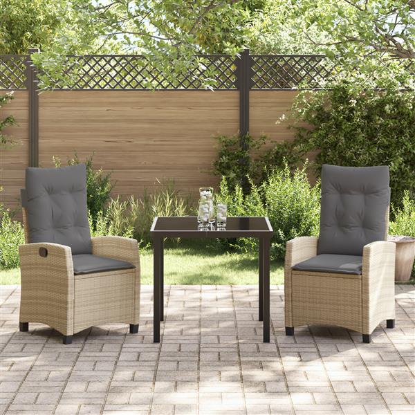 Grote foto vidaxl tuin eetset 3 pcs beige poly rattan tuin en terras tuinmeubelen