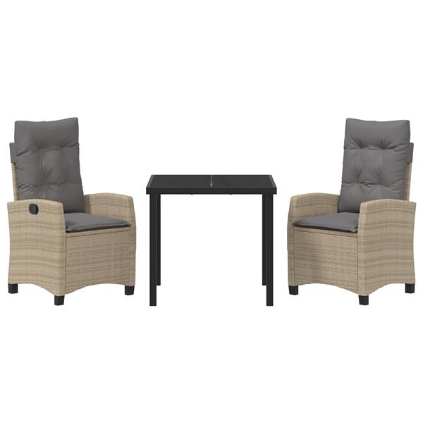 Grote foto vidaxl tuin eetset 3 pcs beige poly rattan tuin en terras tuinmeubelen