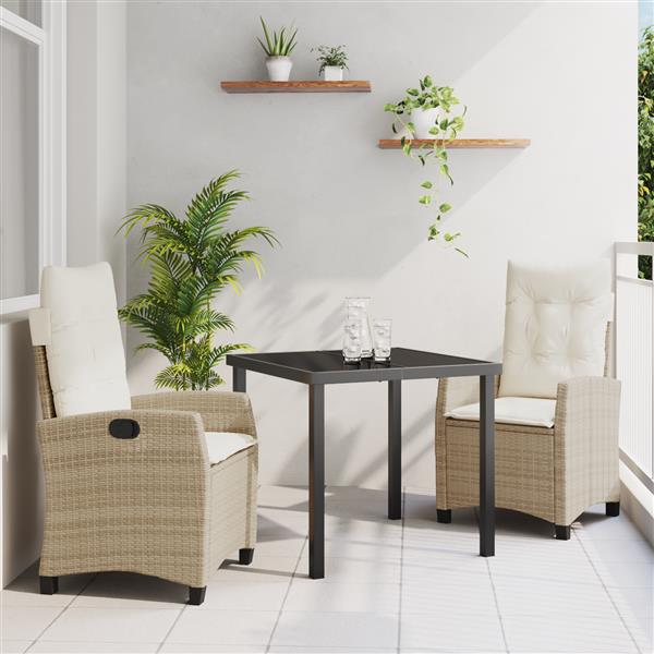 Grote foto vidaxl tuin eetset 3 pcs beige poly rattan tuin en terras tuinmeubelen