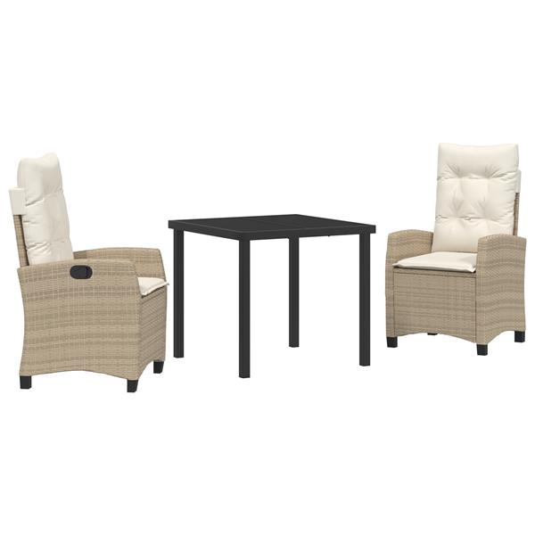 Grote foto vidaxl tuin eetset 3 pcs beige poly rattan tuin en terras tuinmeubelen